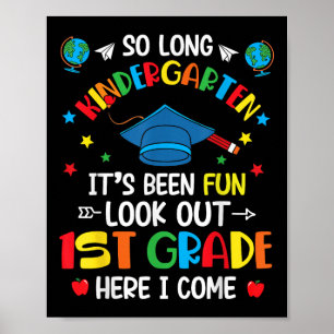 So Long Kindergarten Graduation 1st Grade Kids Boy Poster