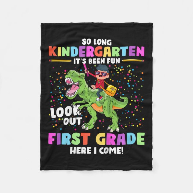 So Long Kindergarten Graduation Cl 2023 Dinosaur K Fleece Blanket (Front)