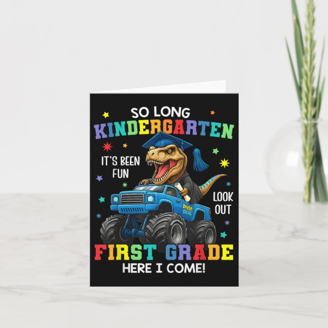 So Long Kindergarten Graduation Cl 2025 Dinosaur K Card (Front)