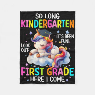 So Long Kindergarten Graduation Cl 2025 Unicorn Ki Fleece Blanket