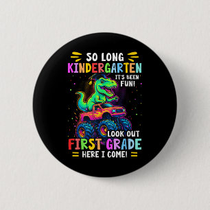 So Long Kindergarten Graduation Monster Truck Dino 6 Cm Round Badge