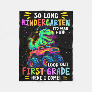 So Long Kindergarten Graduation Monster Truck Dino Fleece Blanket