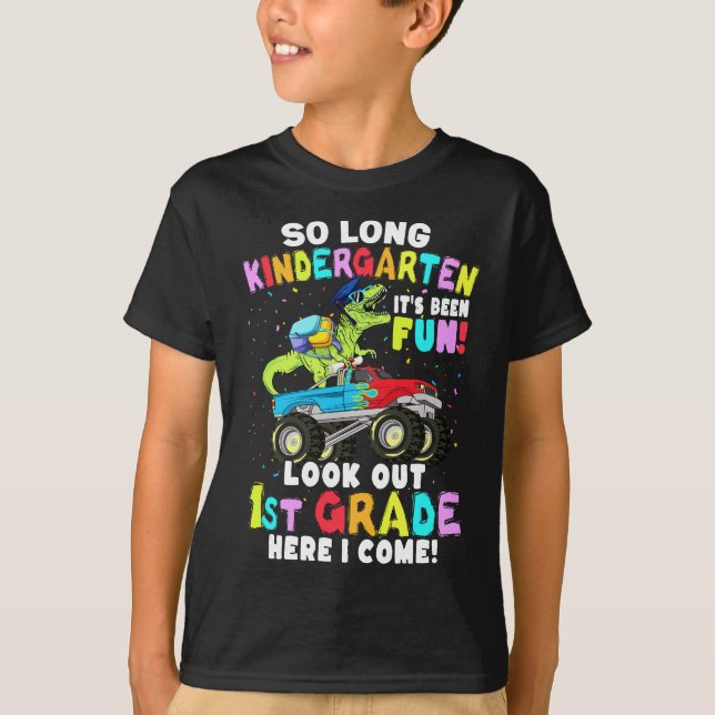So Long Kindergarten Graduation T Rex Dinosaur  T-Shirt (Front)