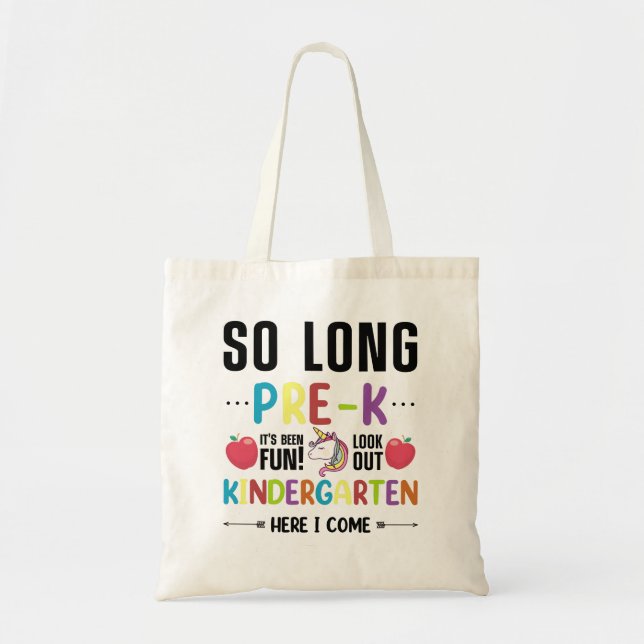 So Long Pre-K Kindergarten Here I Come Pre-k Tote Bag (Front)