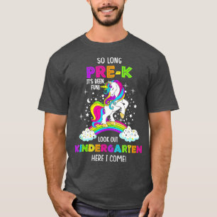 So Long Pre-K Kindergarten Here I Come Unicorn Gra T-Shirt
