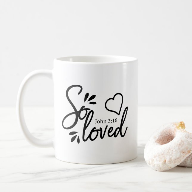 So Loved John 3:16 Coffee Mug (With Donut)