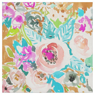 SO LUSCIOUS Colourful Boho Floral Watercolor Fabric