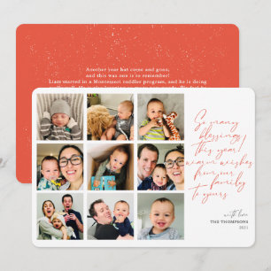 So Many Blessings Year in Review Photo Collage Red Holiday Card
