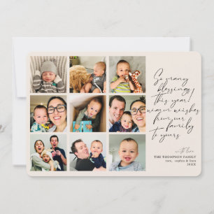 So Many Blessings Year in Review Tan Photo Collage Holiday Card
