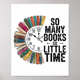 So Many Books Little Time, Retro Bookish Book Love Poster