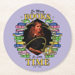 So Many Books, So Little Time Round Paper Coaster