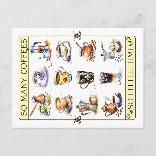 So many coffees, so little time postcard (Front)