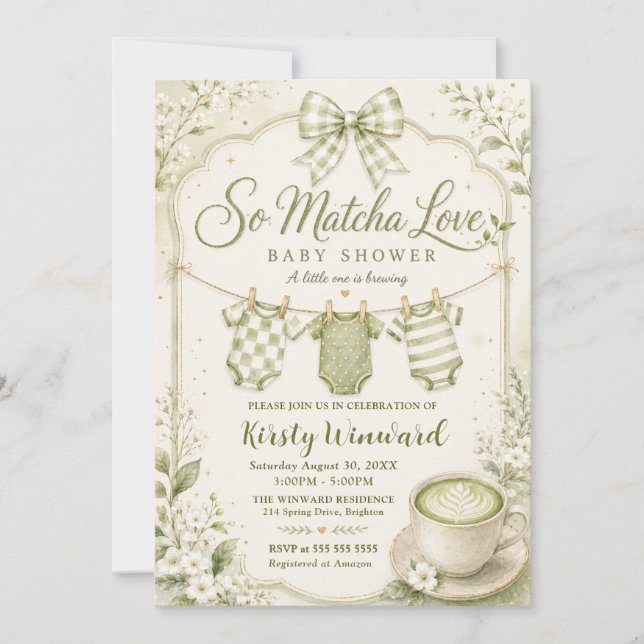 So Matcha Love Baby Shower Invitation (Front)