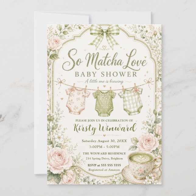 So Matcha Love Baby Shower Invitation (Front)