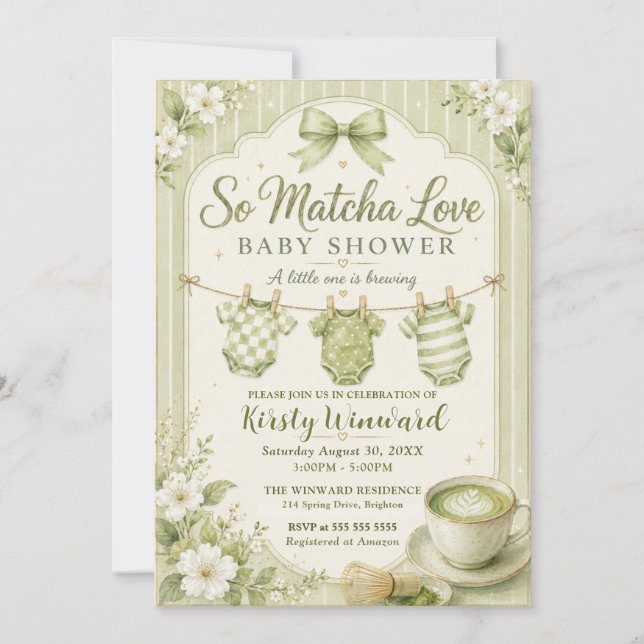 So Matcha Love Baby Shower Invitation (Front)