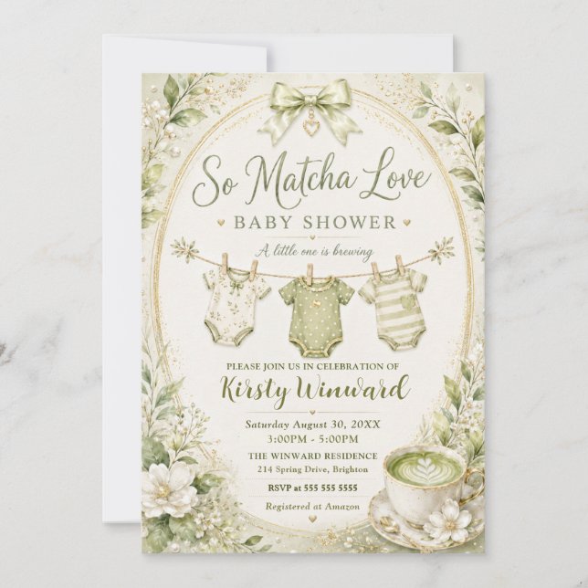So Matcha Love Baby Shower Invitation (Front)