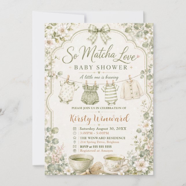 So Matcha Love Baby Shower Invitation (Front)