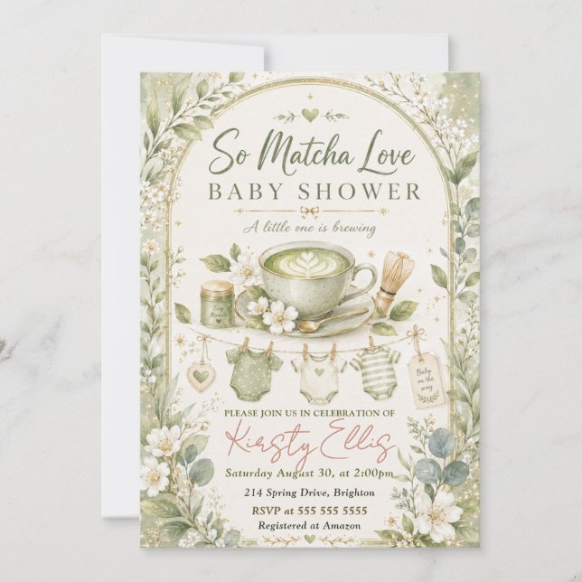 So Matcha Love Baby Shower Invitation (Front)