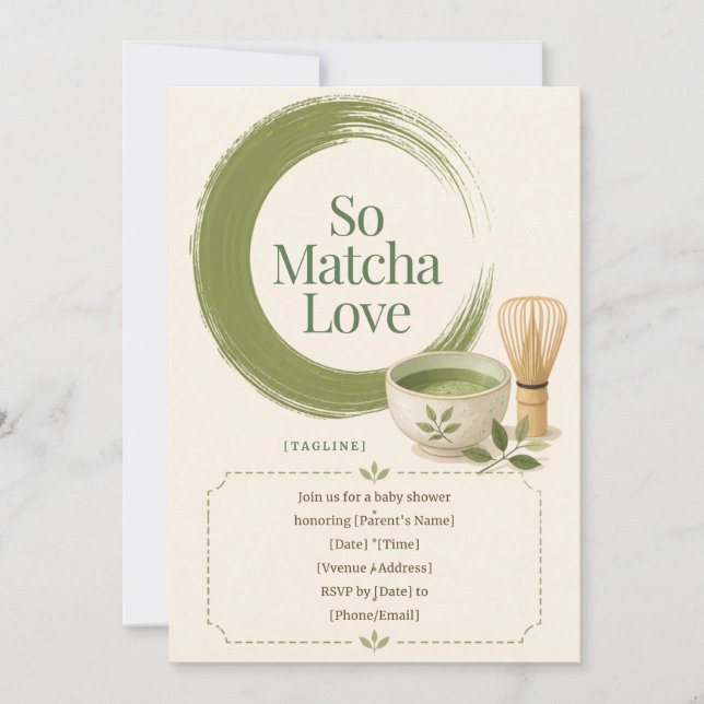 So Matcha Love Zen Baby Shower Invitation (Front)