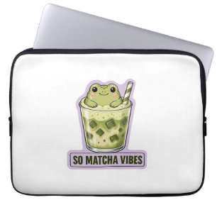 So Matcha Vibes Cute Kawaii Frog Meme Laptop Sleeve