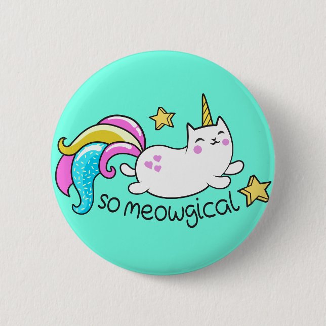 So Meowgical Cute Unicorn kitty glitter sparkles 6 Cm Round Badge (Front)