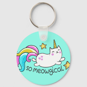 So Meowgical Cute Unicorn kitty glitter sparkles Key Ring