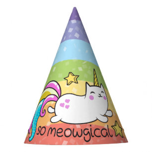 So Meowgical Cute Unicorn kitty glitter sparkles Party Hat