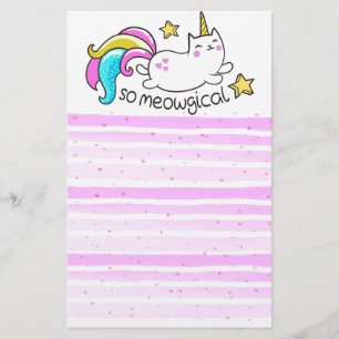 So Meowgical Cute Unicorn kitty glitter sparkles Stationery