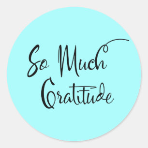 So Much Gratitude Modern Script Typography Aqua Classic Round Sticker