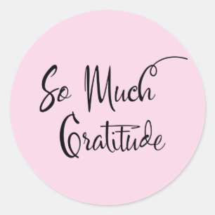 So Much Gratitude Modern Script Typography Pink Classic Round Sticker