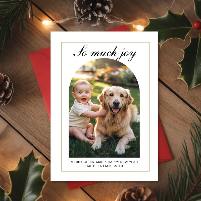 So Much Joy Baby & Dog Christmas Photo Card (Creator Uploaded)