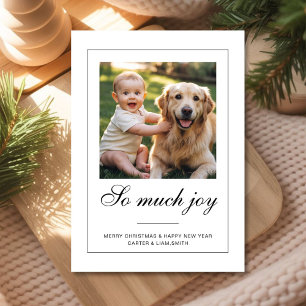 So Much Joy dog baby Photo Christmas Card