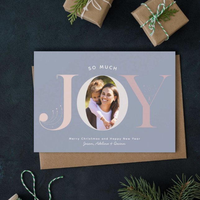 So much JOY Modern Photo Pastel Playful Holiday Card (Creator Uploaded)