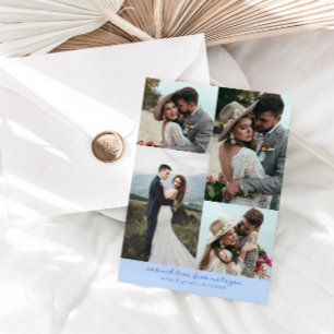 So Much Love Elegant Wedding Photo Icy Blue Thank You Card