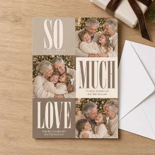 So Much Love Grandparents Three Photo Christmas Holiday Card