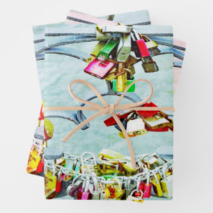 So much love! Love locks for eternal love   Wrapping Paper Sheet