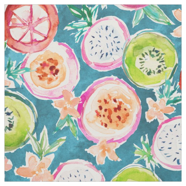 SO NICE Colourful Tropical Fruit Watercolor Fabric (Swatch)