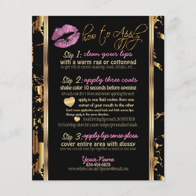 So Pink Glitter Lip with Marble Instructions Flyer (Front)