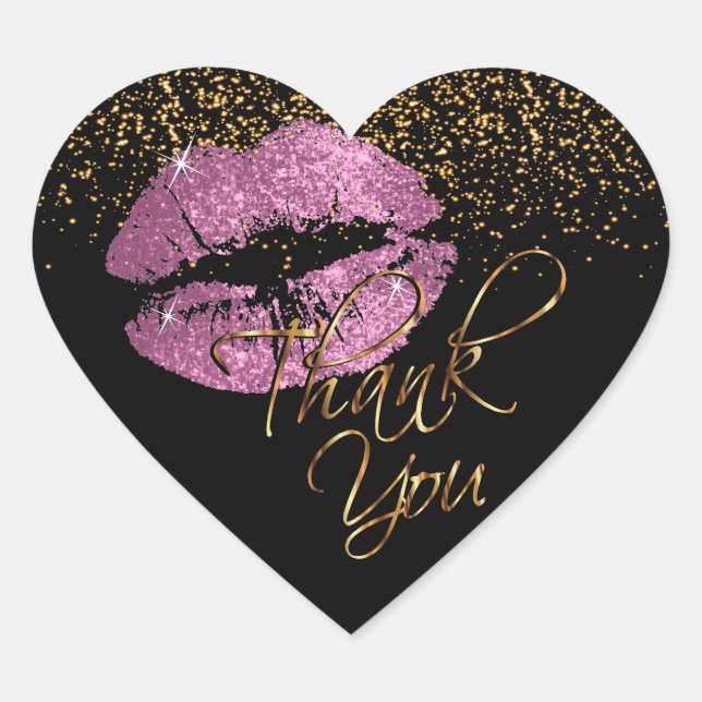 So Pink Gold Glitter Lipcolor - Thank You Heart Sticker (Front)