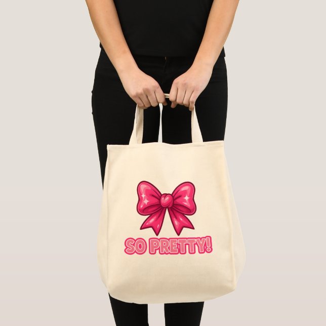 So Pretty Pink Bow — Coquette Compliment Vibes Tote Bag (Front (Product))
