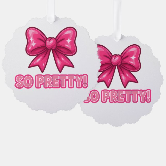 So Pretty Pink Bow — Coquette Compliment Vibes Tree Decoration Card (Front/Back)