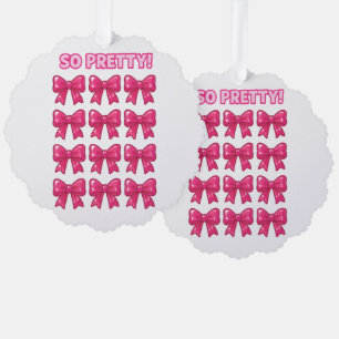 So Pretty Pink Bows Girly Coquette Aesthetic Tree Decoration Card