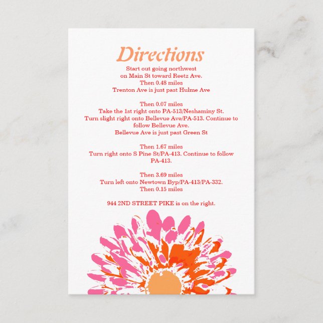 So Pretty Spring Flower Baby Naming Direction Card (Front)