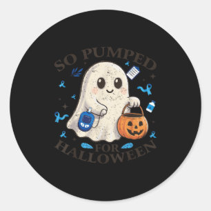 So Pumped Halloween T1d Cute Ghost Type 1 Diabetes Classic Round Sticker