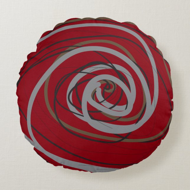 SO RED SPIRAL Round Throw Pillow (Front)