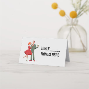 SO RETRO COUPLE WEDDING Folded Place Cards
