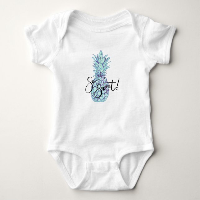 So Sweet! Blue Pineapple Baby Clothing Baby Bodysuit (Front)