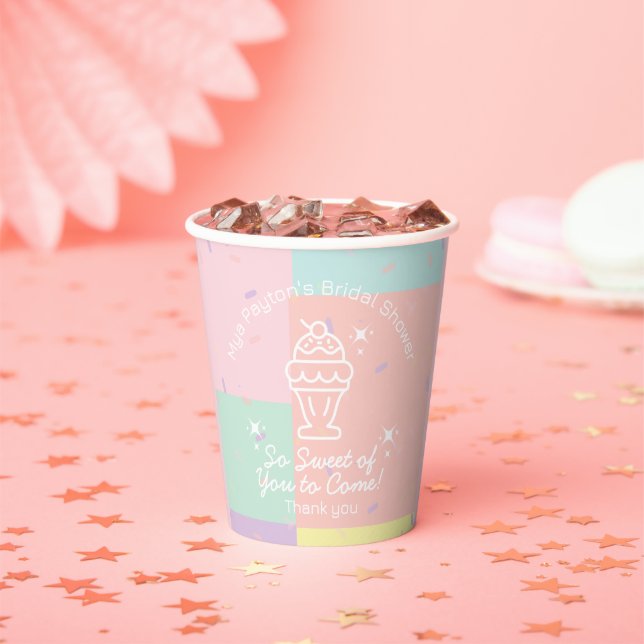 So Sweet of You to Come! Retro Ice Cream Thank You Paper Cups (Insitu)