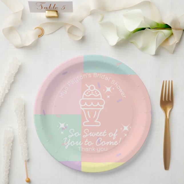 So Sweet of You to Come! Retro Ice Cream Thank You Paper Plate (Wedding)