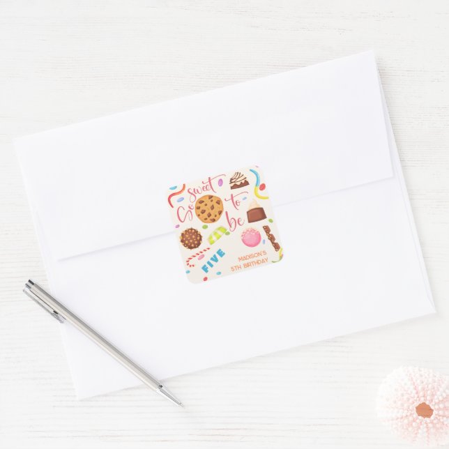 So sweet to be... kids birthday square sticker (Envelope)